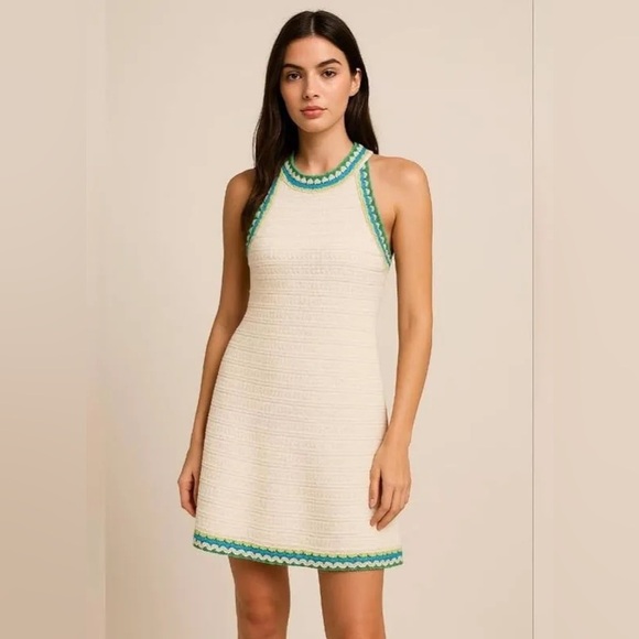 House of Harlow 1960 Cream Knit Crochet Mini - Size Medium - Picture 1 of 4